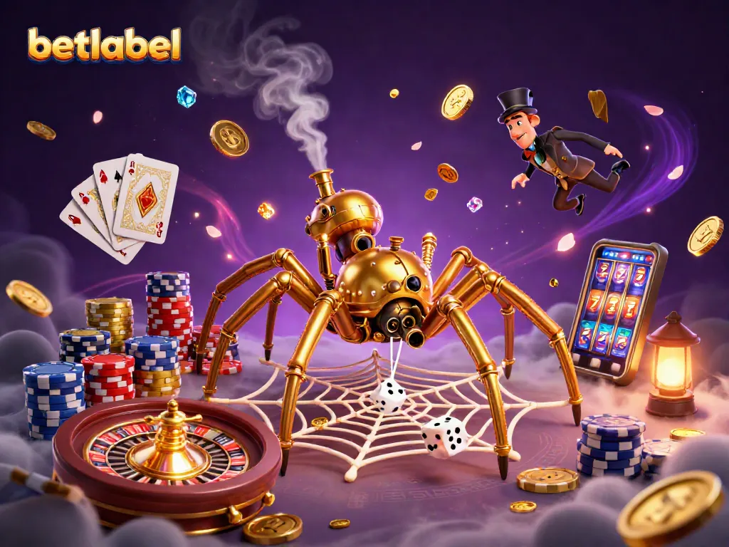 Catch dice and winnings with betlabel's intriguing steampunk spider scene.